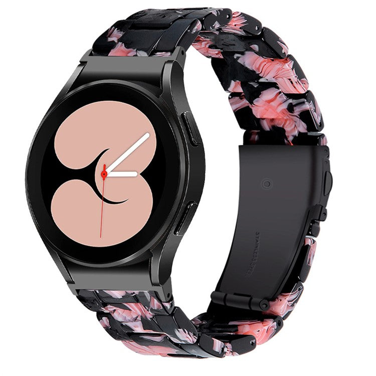 For Samsung Galaxy Watch 5 40mm / 44mm / Watch 5 Pro 45mm Resin Watch Band Stainless Steel Buckle Strap Bracelet - Black / Pink