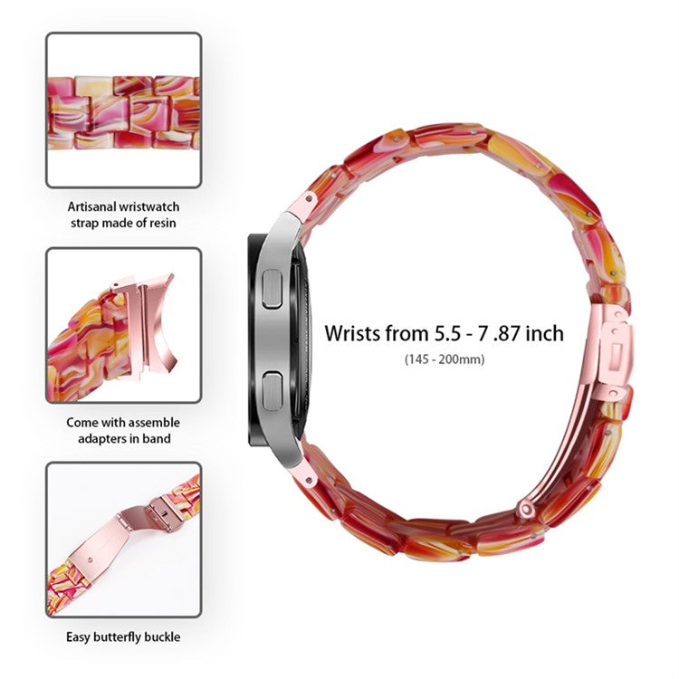 For Samsung Galaxy Watch 5 40mm / 44mm / Watch 5 Pro 45mm Resin Watch Band Stainless Steel Buckle Strap Bracelet - Red