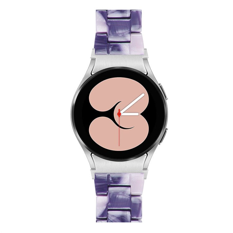 For Samsung Galaxy Watch 5 40mm / 44mm / Watch 5 Pro 45mm Resin Watch Band Stainless Steel Buckle Strap Bracelet - Dark Grey / Pink