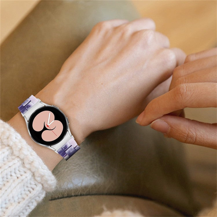 For Samsung Galaxy Watch 5 40mm / 44mm / Watch 5 Pro 45mm Resin Watch Band Stainless Steel Buckle Strap Bracelet - Dark Grey / Pink