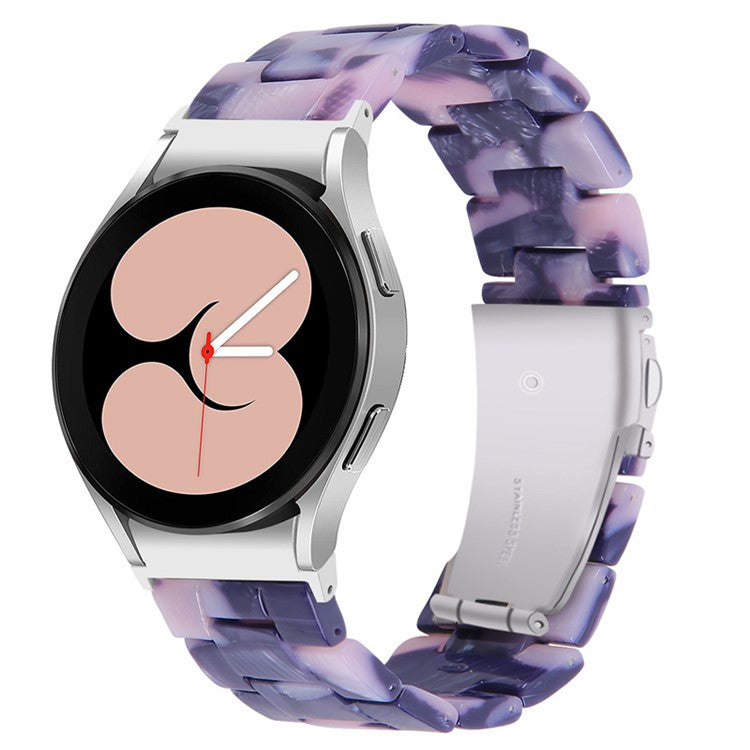 For Samsung Galaxy Watch 5 40mm / 44mm / Watch 5 Pro 45mm Resin Watch Band Stainless Steel Buckle Strap Bracelet - Dark Grey / Pink