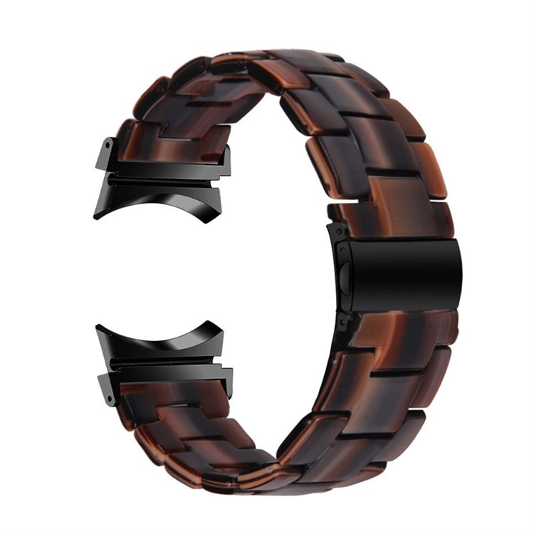 For Samsung Galaxy Watch 5 40mm / 44mm / Watch 5 Pro 45mm Resin Strap Replacement Wristband with Stainless Steel Buckle - Chocolate