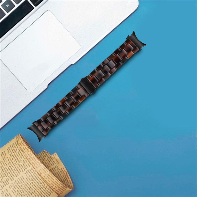 For Samsung Galaxy Watch 5 40mm / 44mm / Watch 5 Pro 45mm Resin Strap Replacement Wristband with Stainless Steel Buckle - Chocolate