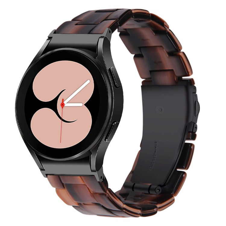 For Samsung Galaxy Watch 5 40mm / 44mm / Watch 5 Pro 45mm Resin Strap Replacement Wristband with Stainless Steel Buckle - Chocolate