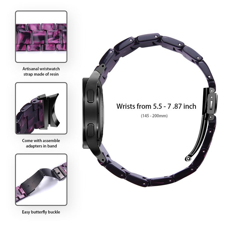 For Samsung Galaxy Watch 5 40mm / 44mm / Watch 5 Pro 45mm Resin Strap Replacement Wristband with Stainless Steel Buckle - Dark Purple