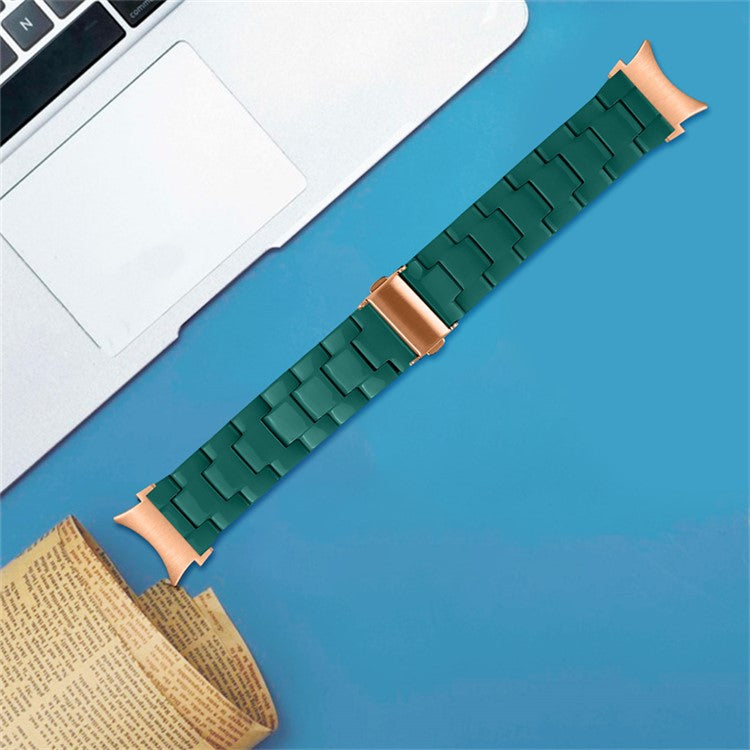 For Samsung Galaxy Watch 5 40mm / 44mm / Watch 5 Pro 45mm Resin Strap Replacement Wristband with Stainless Steel Buckle - Dark Green