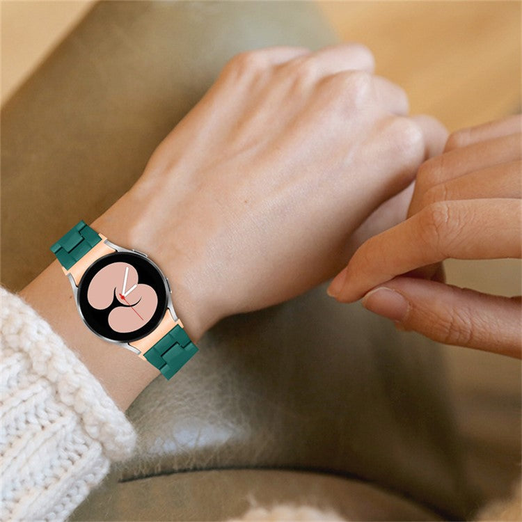 For Samsung Galaxy Watch 5 40mm / 44mm / Watch 5 Pro 45mm Resin Strap Replacement Wristband with Stainless Steel Buckle - Dark Green