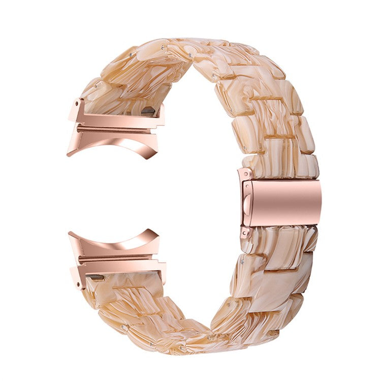 For Samsung Galaxy Watch 5 40mm / 44mm / Watch 5 Pro 45mm Resin Strap Replacement Wristband with Stainless Steel Buckle - Yellow / White