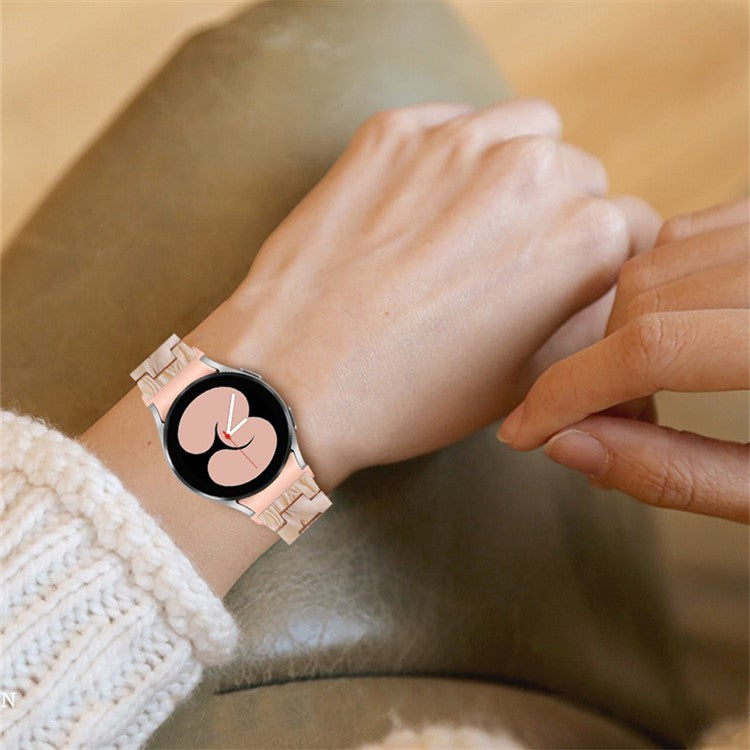 For Samsung Galaxy Watch 5 40mm / 44mm / Watch 5 Pro 45mm Resin Strap Replacement Wristband with Stainless Steel Buckle - Yellow / White