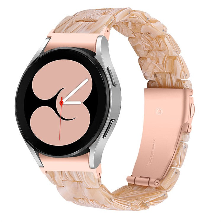 For Samsung Galaxy Watch 5 40mm / 44mm / Watch 5 Pro 45mm Resin Strap Replacement Wristband with Stainless Steel Buckle - Yellow / White