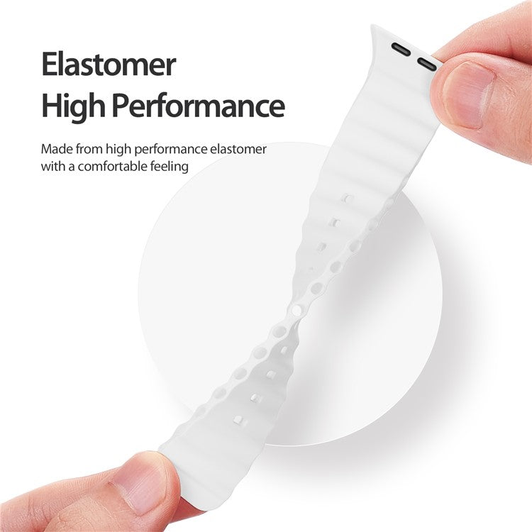 DUX DUCIS Rubber Strap for Apple Watch Series 10 46mm / Ultra 2 / Ultra 49mm / 9 8 7 45mm / SE (2023) SE (2022) SE 6 5 4 44mm / 3 2 1 42mm Band - White