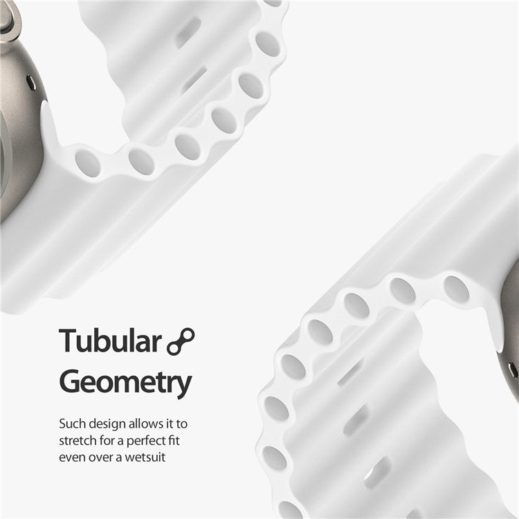 DUX DUCIS Rubber Strap for Apple Watch Series 10 46mm / Ultra 2 / Ultra 49mm / 9 8 7 45mm / SE (2023) SE (2022) SE 6 5 4 44mm / 3 2 1 42mm Band - White