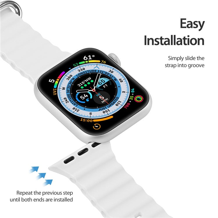 DUX DUCIS Rubber Strap for Apple Watch Series 10 46mm / Ultra 2 / Ultra 49mm / 9 8 7 45mm / SE (2023) SE (2022) SE 6 5 4 44mm / 3 2 1 42mm Band - White
