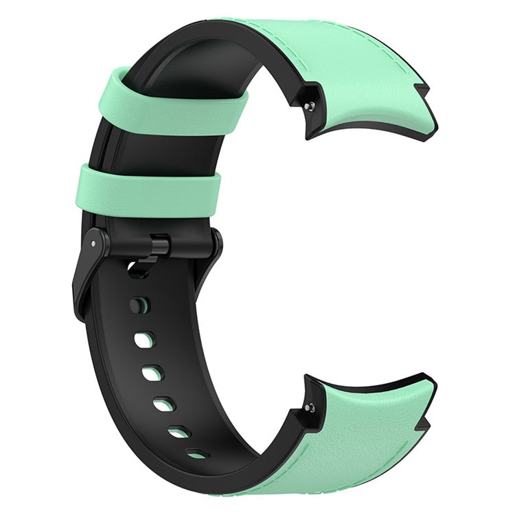 For Samsung Galaxy Watch3 41mm / Watch6 40mm 44mm / Watch6 Classic 43mm 47mm / Watch 5 40mm 44mm / 5 Pro 45mm / Watch4 40mm 44mm PU Leather Coated Silicone Watch Band Replacement Strap with Black Buckle, Size: L - Light Green