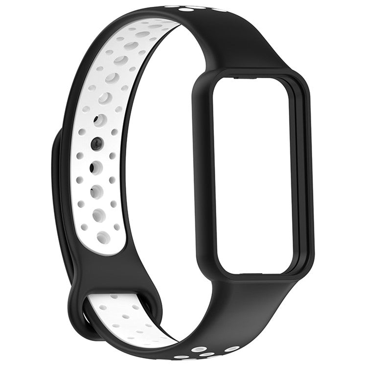 For Huami Amazfit Band 7 Dual Color Silicone Smartwatch Band Replacement Wrist Strap - Black / White