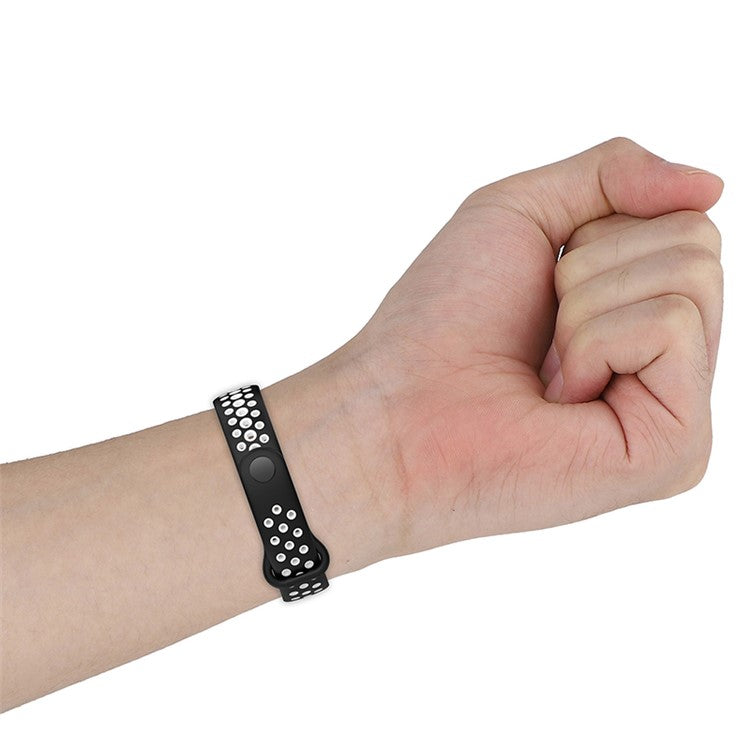 For Huami Amazfit Band 7 Dual Color Silicone Smartwatch Band Replacement Wrist Strap - Black / White