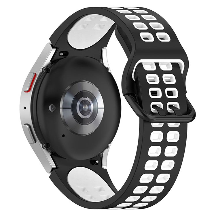 For Samsung Galaxy Watch3 41mm / Watch6 40mm 44mm / Watch6 Classic 43mm 47mm / Watch 5 40mm 44mm / 5 Pro 45mm / Watch4 40mm 44mm Silicone Watch Band Dual Color Strap - Black / White