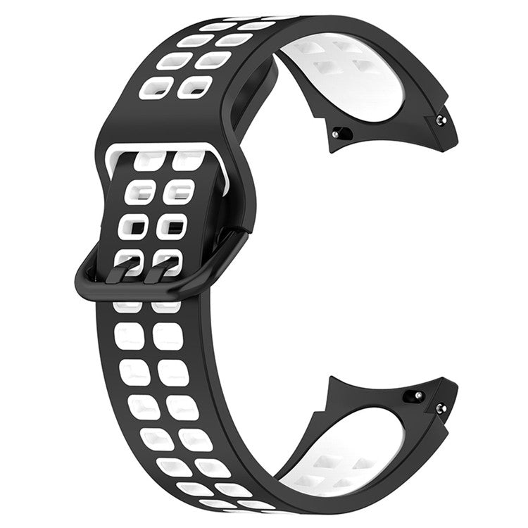 For Samsung Galaxy Watch3 41mm / Watch6 40mm 44mm / Watch6 Classic 43mm 47mm / Watch 5 40mm 44mm / 5 Pro 45mm / Watch4 40mm 44mm Silicone Watch Band Dual Color Strap - Black / White