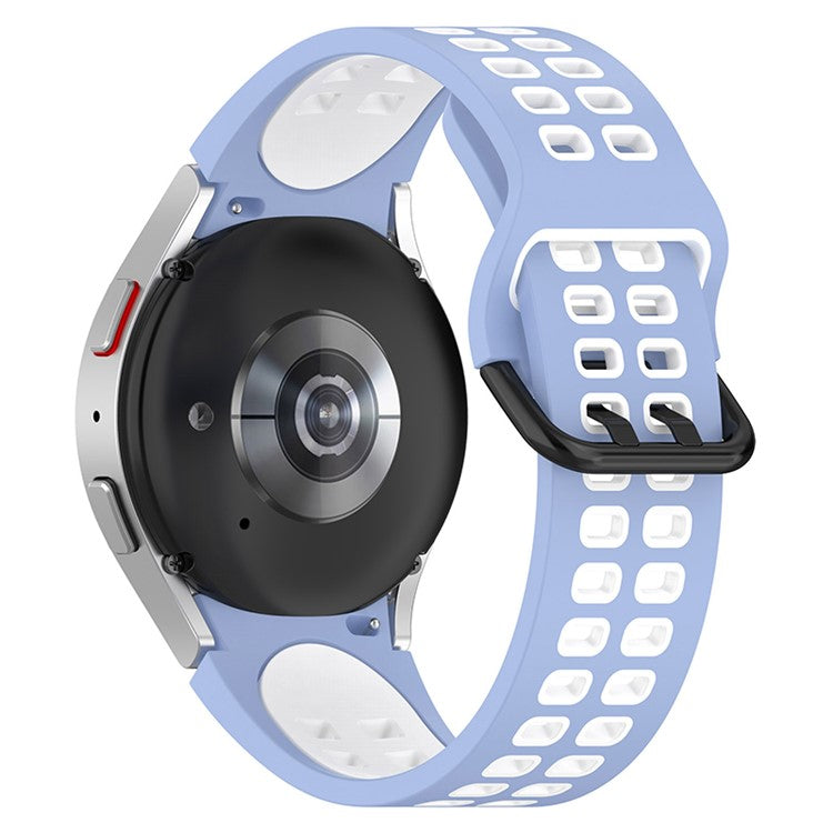 For Samsung Galaxy Watch3 41mm / Watch6 40mm 44mm / Watch6 Classic 43mm 47mm / Watch 5 40mm 44mm / 5 Pro 45mm / Watch4 40mm 44mm Silicone Watch Band Dual Color Strap - Baby Blue / White
