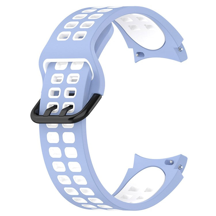 For Samsung Galaxy Watch3 41mm / Watch6 40mm 44mm / Watch6 Classic 43mm 47mm / Watch 5 40mm 44mm / 5 Pro 45mm / Watch4 40mm 44mm Silicone Watch Band Dual Color Strap - Baby Blue / White