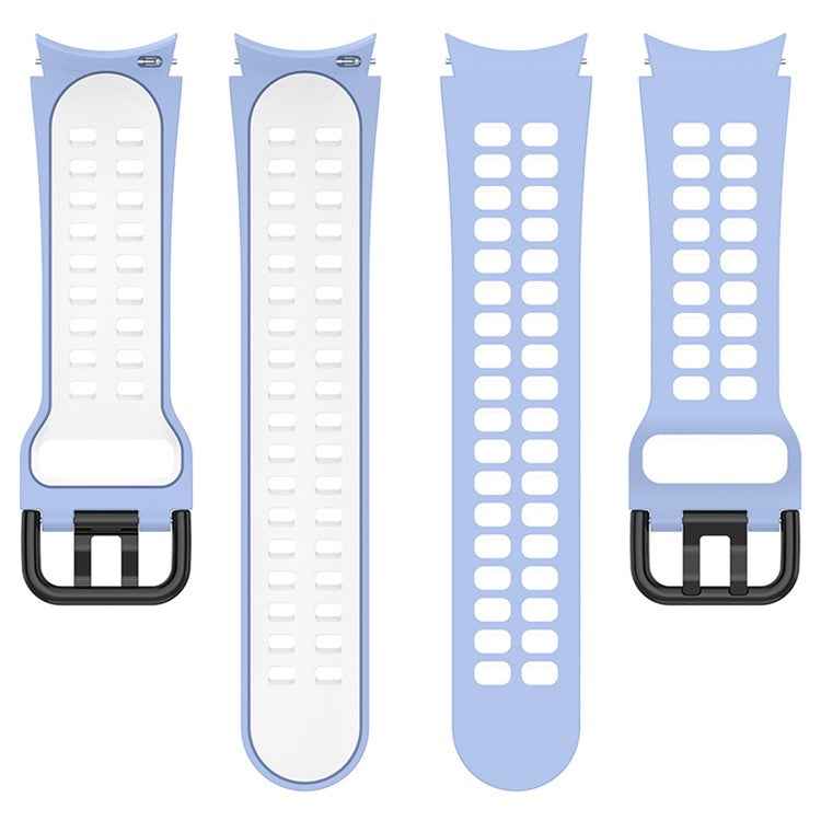 For Samsung Galaxy Watch3 41mm / Watch6 40mm 44mm / Watch6 Classic 43mm 47mm / Watch 5 40mm 44mm / 5 Pro 45mm / Watch4 40mm 44mm Silicone Watch Band Dual Color Strap - Baby Blue / White