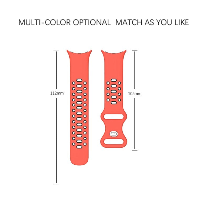 For Google Pixel Watch Dual Color Replacement Wrist Strap Silicone Adjustable Watch Band, S Size - Blue / White