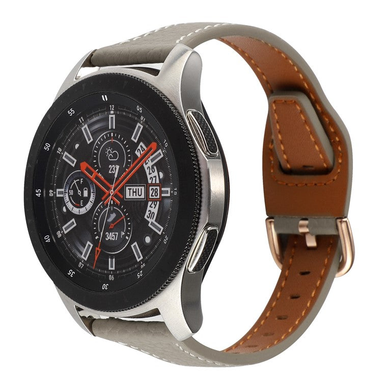 For Xiaomi Watch S1 Pro / Huami Amazfit GTR4 Pro 22mm T-shape Watchband Litchi Texture Genuine Leather Watch Strap - Grey
