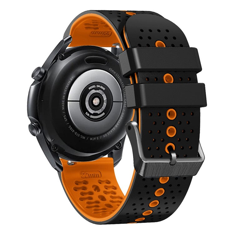For Xiaomi Watch S1 / S1 Pro / Huami Amazfit GTR 4 Pro Silicone Watch Band 22mm Dual-Color Replacement Wrist Strap - Black / Orange