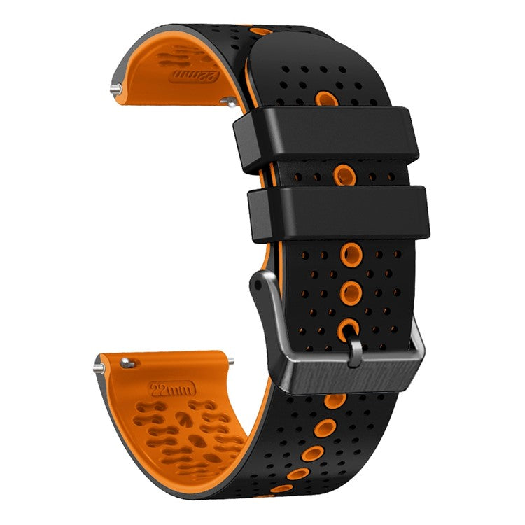 For Xiaomi Watch S1 / S1 Pro / Huami Amazfit GTR 4 Pro Silicone Watch Band 22mm Dual-Color Replacement Wrist Strap - Black / Orange