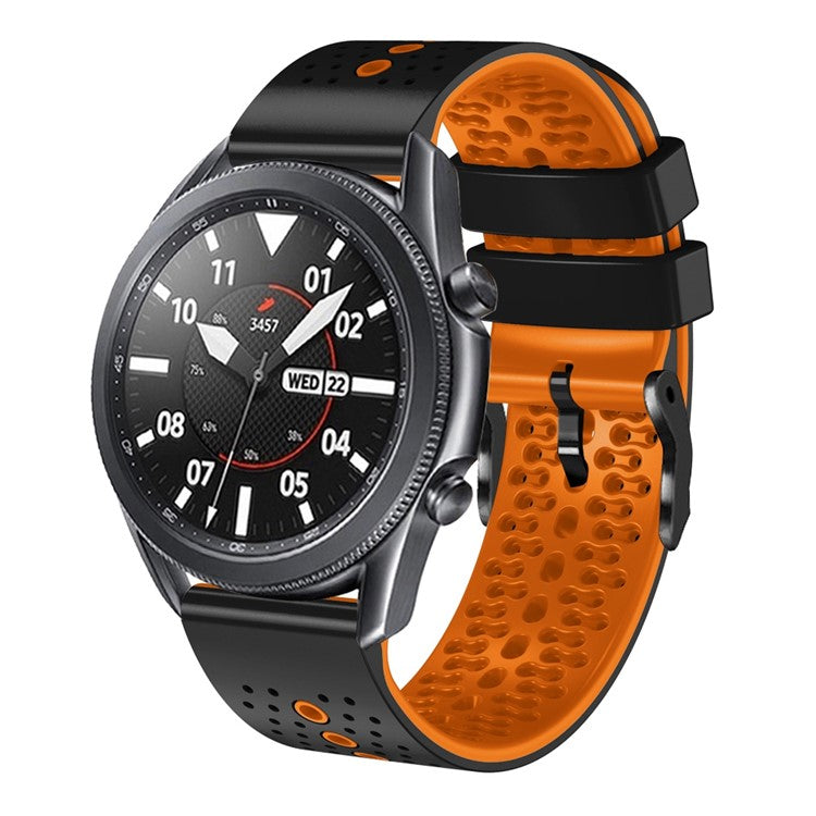 For Xiaomi Watch S1 / S1 Pro / Huami Amazfit GTR 4 Pro Silicone Watch Band 22mm Dual-Color Replacement Wrist Strap - Black / Orange