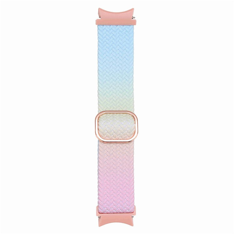 For Samsung Galaxy Watch6 40mm 44mm / Watch6 Classic 43mm 47mm / Watch 5 40mm 44mm / 5 Pro 45mm / Watch4 40mm 44mm Stretchy Braided Watch Band Dual Color Adjustable Elastic Nylon Gradient Strap - Pink / Yellow / Blue