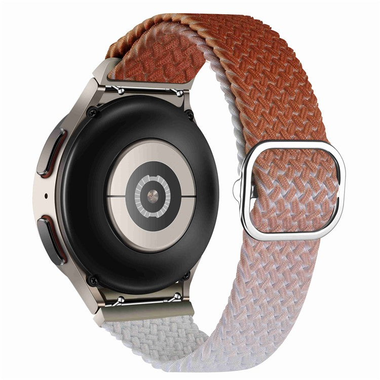 For Samsung Galaxy Watch6 40mm 44mm / Watch6 Classic 43mm 47mm / Watch 5 40mm 44mm / 5 Pro 45mm / Watch4 40mm 44mm Stretchy Braided Watch Band Dual Color Adjustable Elastic Nylon Gradient Strap - Brown / Beige