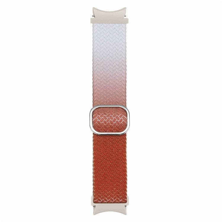For Samsung Galaxy Watch6 40mm 44mm / Watch6 Classic 43mm 47mm / Watch 5 40mm 44mm / 5 Pro 45mm / Watch4 40mm 44mm Stretchy Braided Watch Band Dual Color Adjustable Elastic Nylon Gradient Strap - Brown / Beige