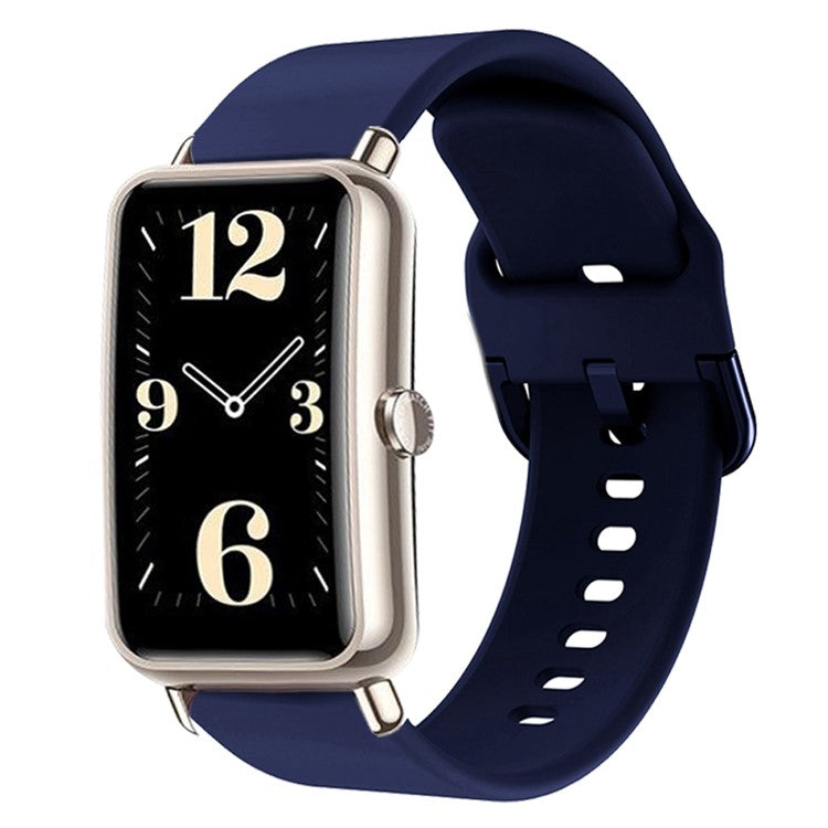 For Huawei Watch Fit mini / Talkband B3 / Talkband B6 Soft Silicone Watch Band 16mm Quick Release Strap Replacement with Colorful Buckle - Midnight Blue