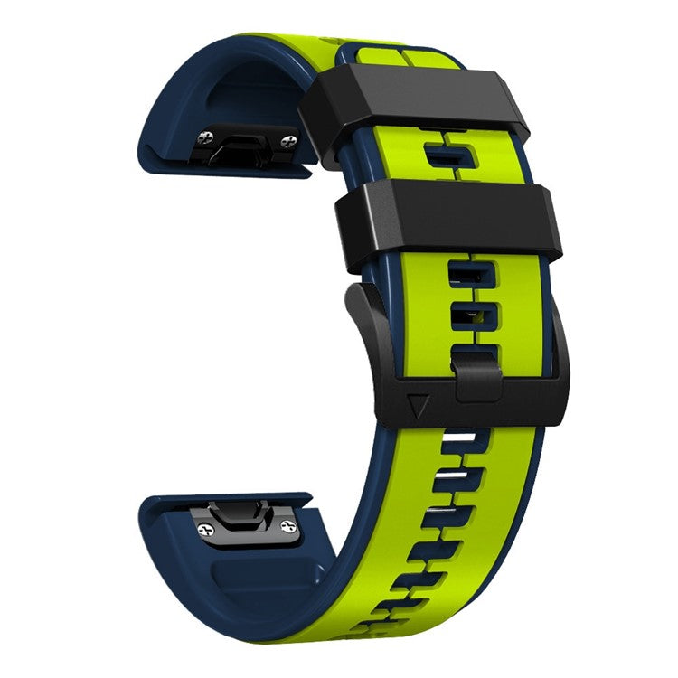 For Garmin Enduro / Tactix Delta / Tactix 7 Pro Pin Texture Silicone Watch Band 26mm Dual Colors Replacement Wrist Strap - Lime / Black