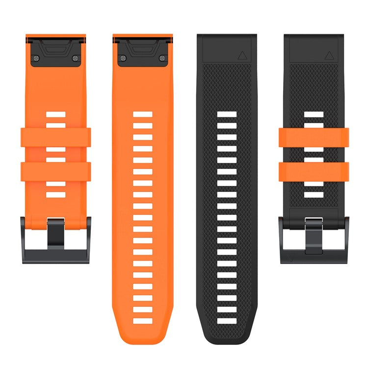 For Garmin Enduro / Tactix Delta / Tactix 7 Pro Dual Colors Replacement Wrist Band 26mm Textured Silicone Watch Strap - Black / Orange