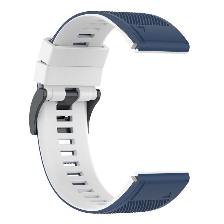 For Garmin Enduro / Tactix Delta / Tactix 7 Pro Dual Colors Replacement Wrist Band 26mm Textured Silicone Watch Strap - Blue / White