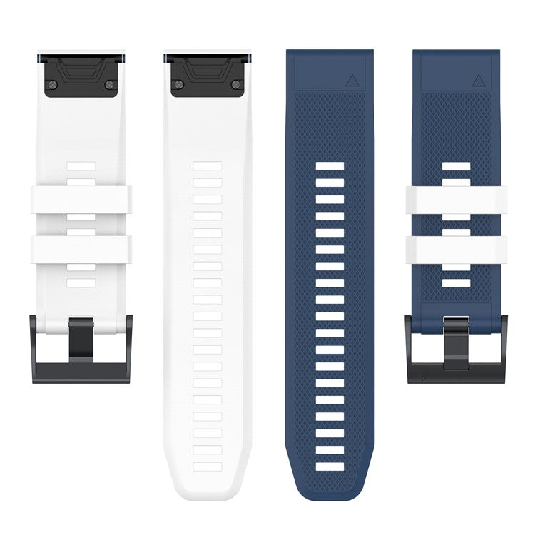 For Garmin Enduro / Tactix Delta / Tactix 7 Pro Dual Colors Replacement Wrist Band 26mm Textured Silicone Watch Strap - Blue / White