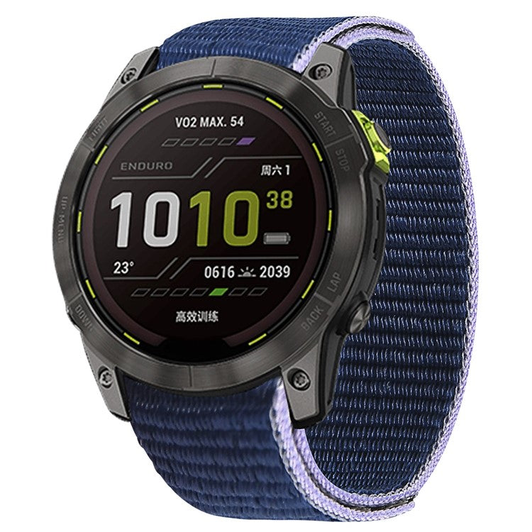 For Garmin Tactix 7 Pro / Fenix 7X / 6X Pro Replacement Nylon Watch Band 26mm Adjustable Magic Tape Wrist Strap - Midnight Blue