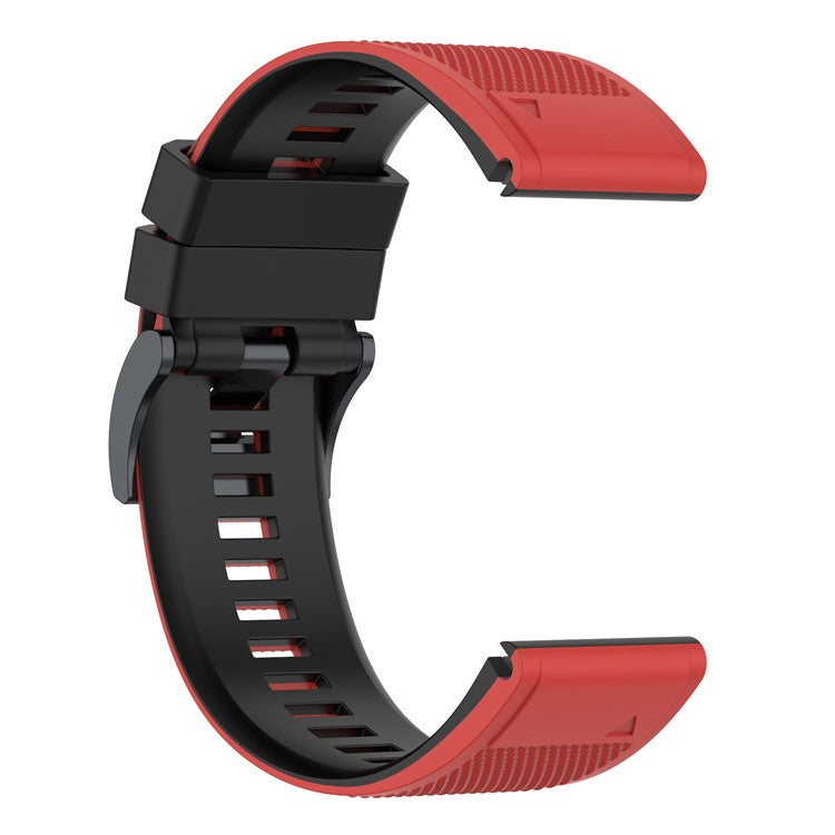 For Garmin Descent G1 / Forerunner 935 / Forerunner 945 Textured Silicone Wrist Watch Band Dual-Color Replacement Strap - Red / Black