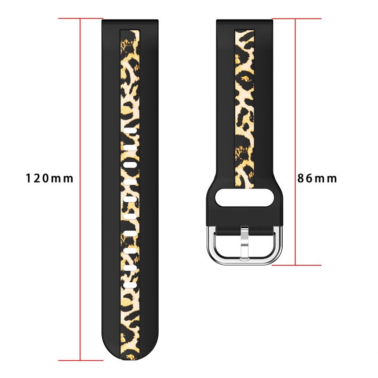 For Samsung Galaxy Watch6 40mm 44mm / Watch6 Classic 43mm 47mm / Watch 5 40mm 44mm / 5 Pro 45mm / Watch4 40mm 44mm Fadeless Printed Pattern Watch Band 20mm Silicone Quick Release Sport Strap Replacement - Grey Leopard Print