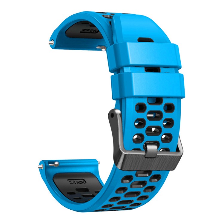 For Suunto 7 / 9 / 9 Baro Dual-color Silicone Watch Band 24mm Multi-hole Design Quick Release Wristband Strap - Sky Blue / Black