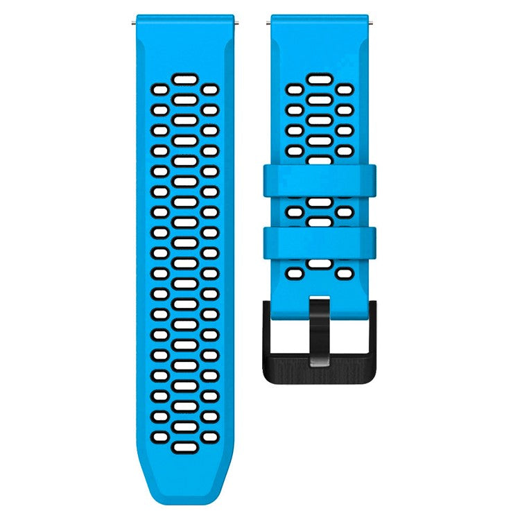 For Suunto 7 / 9 / 9 Baro Dual-color Silicone Watch Band 24mm Multi-hole Design Quick Release Wristband Strap - Sky Blue / Black