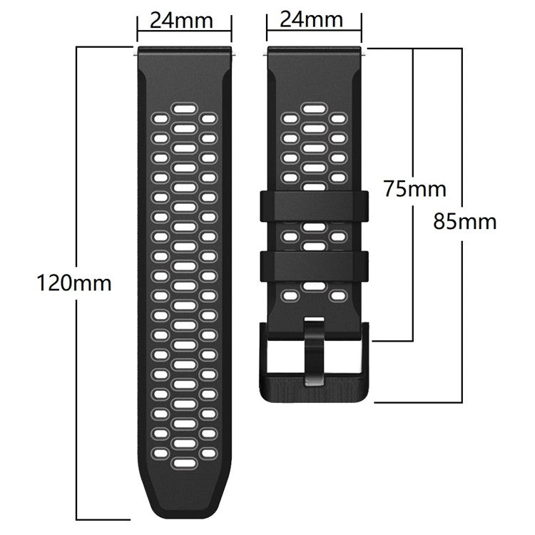 For Suunto 7 / 9 / 9 Baro Dual-color Silicone Watch Band 24mm Multi-hole Design Quick Release Wristband Strap - Sky Blue / Black