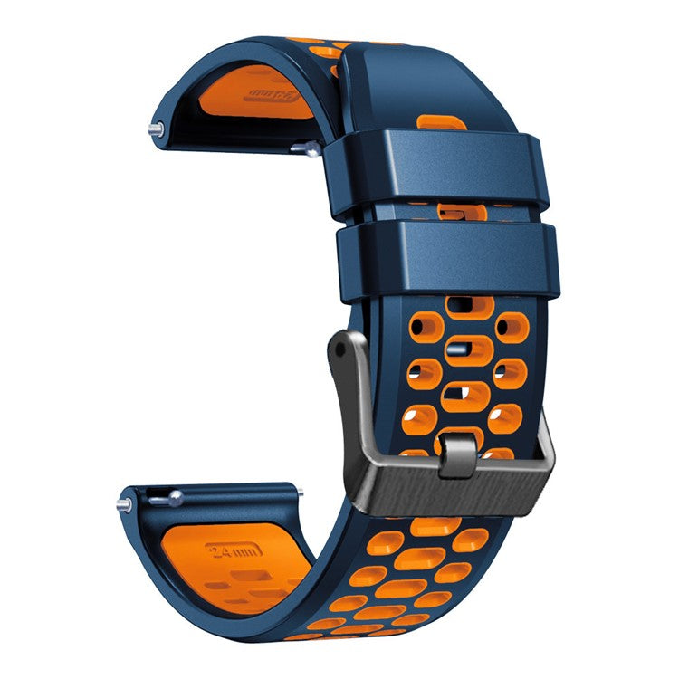For Suunto 7 / 9 / 9 Baro Dual-color Silicone Watch Band 24mm Multi-hole Design Quick Release Wristband Strap - Midnight Blue / Orange