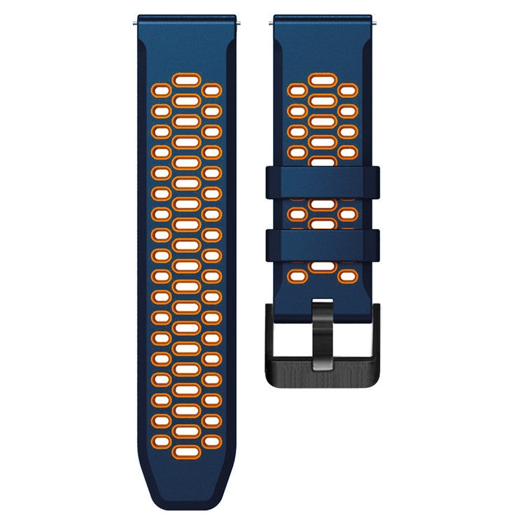 For Suunto 7 / 9 / 9 Baro Dual-color Silicone Watch Band 24mm Multi-hole Design Quick Release Wristband Strap - Midnight Blue / Orange