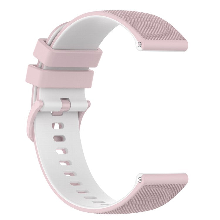 For Suunto 5 Peak / Samsung Galaxy Watch3 45mm / Huawei Watch 3 Dual-color Silicone Watch Band Quick Release 22mm Grid Texture Sport Replacement Strap - Pink / White