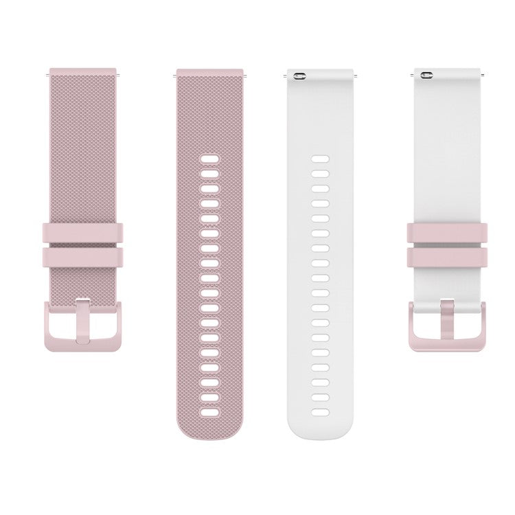 For Suunto 5 Peak / Samsung Galaxy Watch3 45mm / Huawei Watch 3 Dual-color Silicone Watch Band Quick Release 22mm Grid Texture Sport Replacement Strap - Pink / White