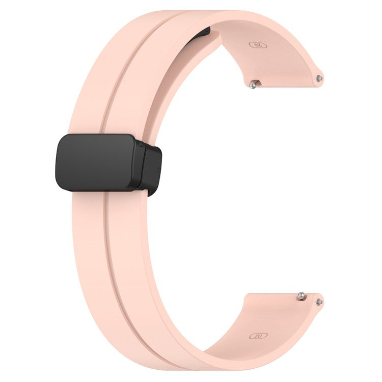 For Samsung Galaxy Watch 6 / Watch 5 / Watch4 40mm / 44mm / Huawei Watch GT 3 42mm / Garmin Venu2 Plus Silicone Watch Band Magnetic Folding Buckle Sport Strap - Pink