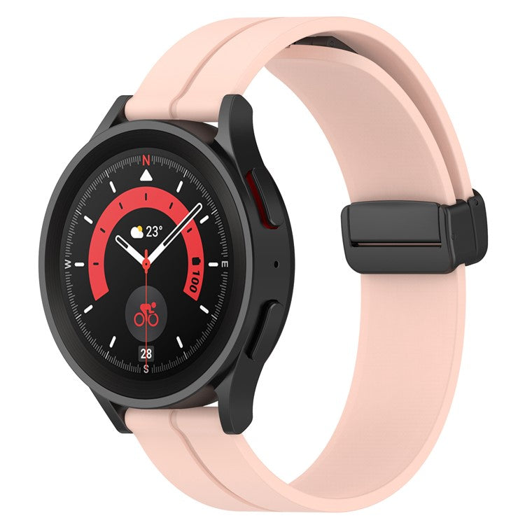 For Samsung Galaxy Watch 6 / Watch 5 / Watch4 40mm / 44mm / Huawei Watch GT 3 42mm / Garmin Venu2 Plus Silicone Watch Band Magnetic Folding Buckle Sport Strap - Pink